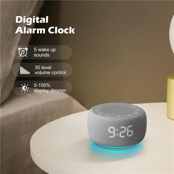 Sound Machine & Alarm Clock 2-in-1, 18 Soothing Sound, 7 Night Light,Sleep Timer - Picture 2 of 7